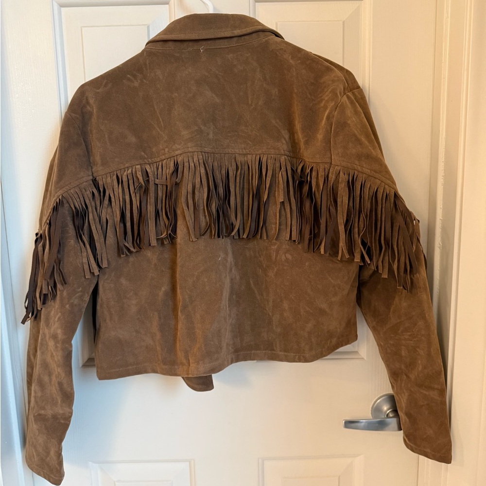 12th Tribe Brown Suede Fringe Jacket - Picture 5 of 5